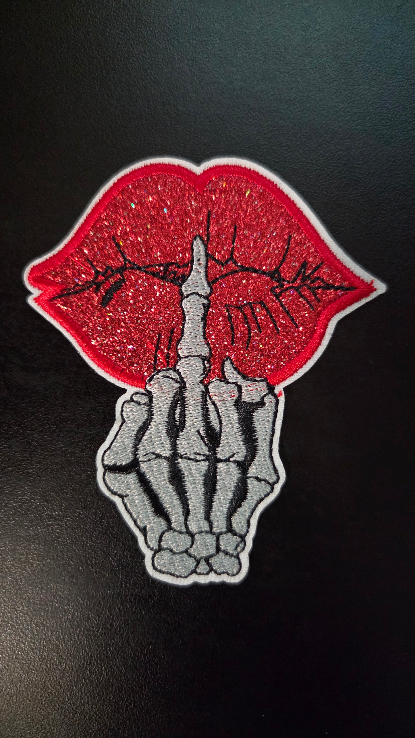 Shhhhh Skeleton Fingers Iron On Patch