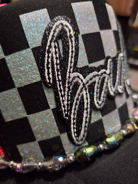 Baddie Checker Trucker Hat - Black/Pink