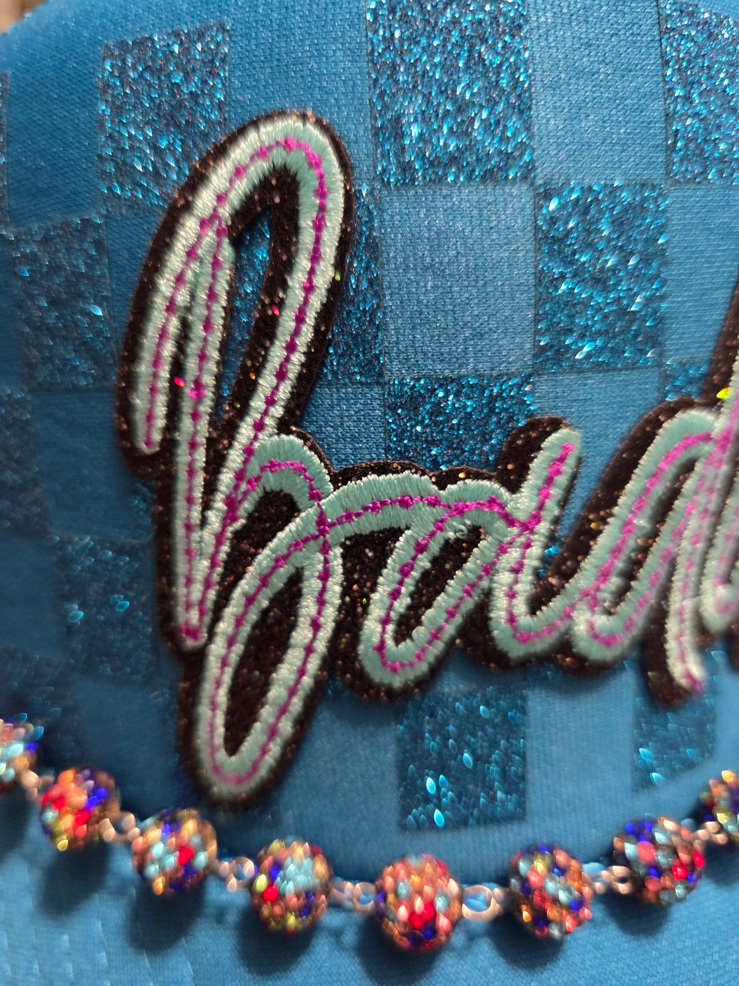 Baddie Checker Trucker Hat - Blue