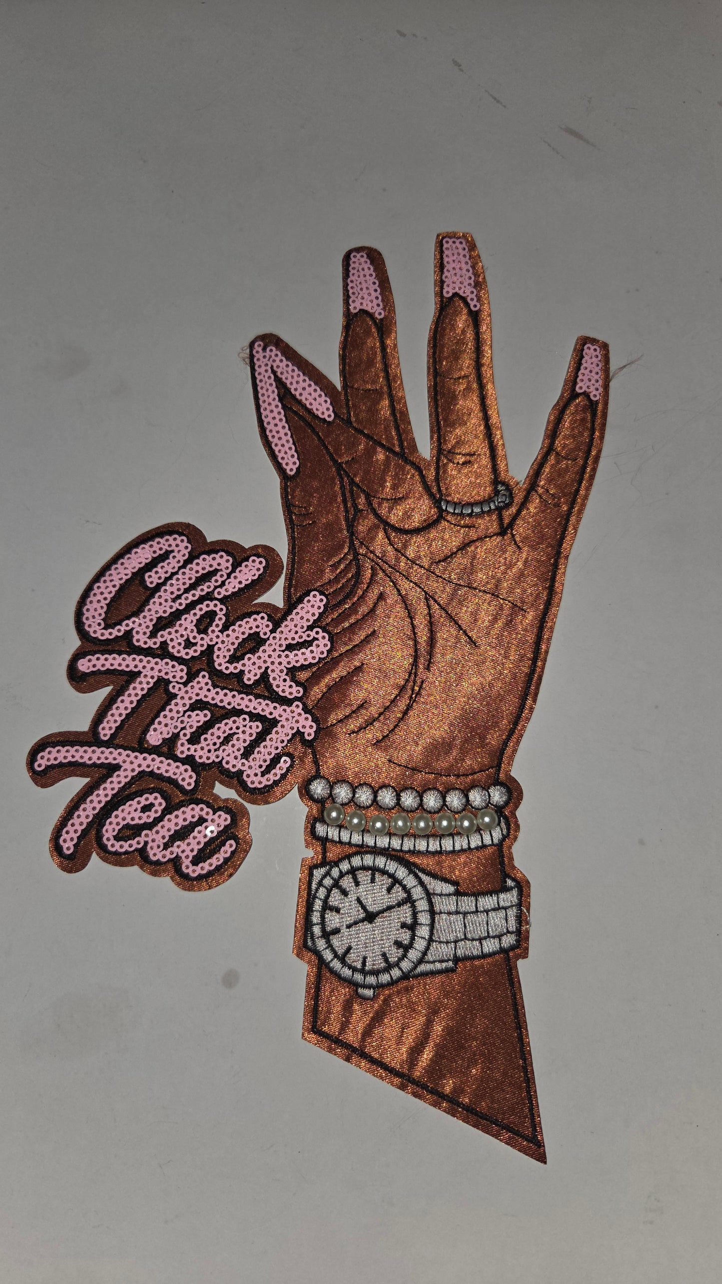 Clock That Tea Iron On Patch - Large
