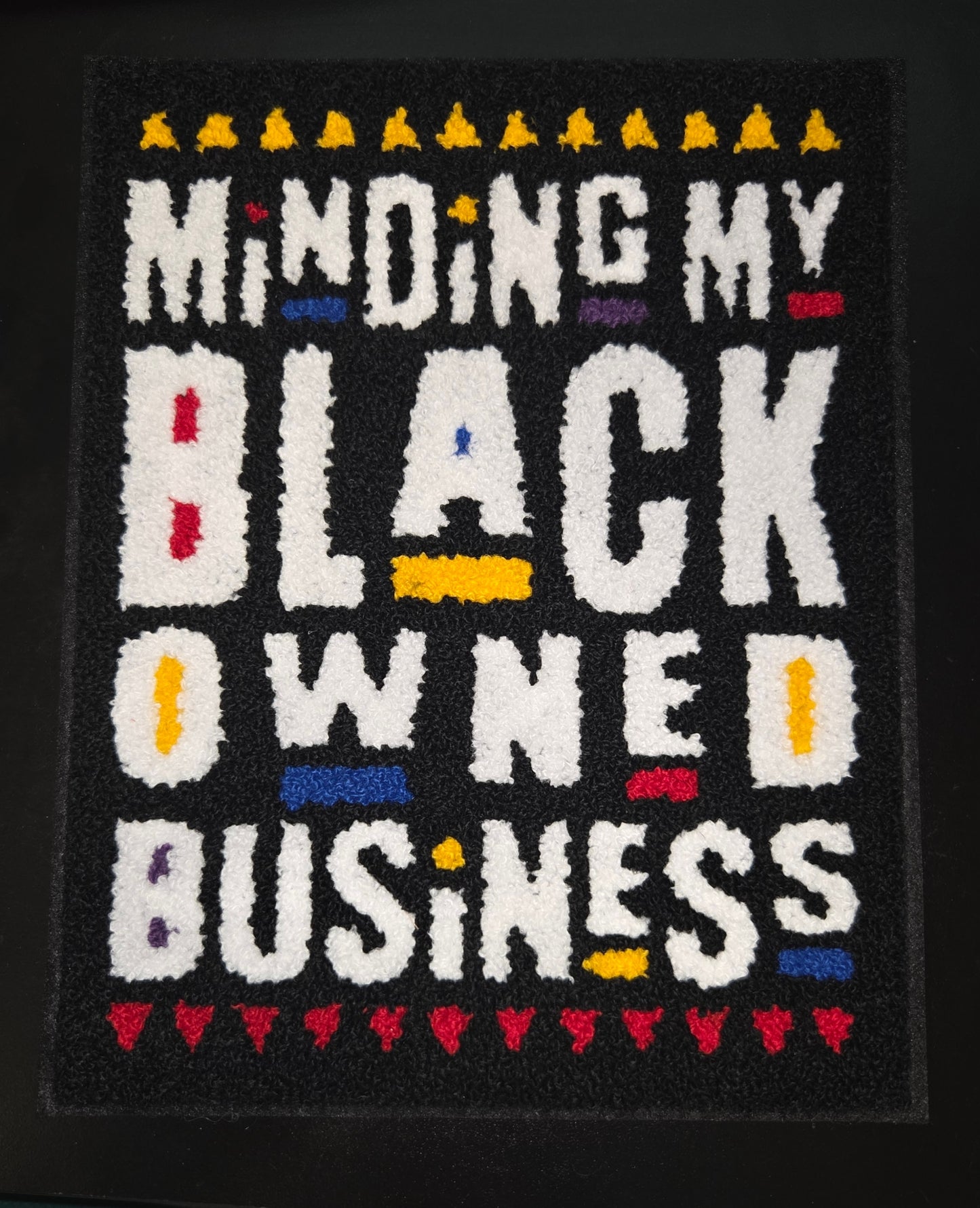 Minding My Black Owned Business Chenille Iron On Patch