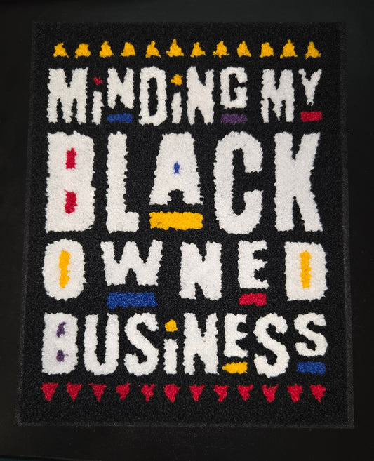 Minding My Black Owned Business Chenille Iron On Patch