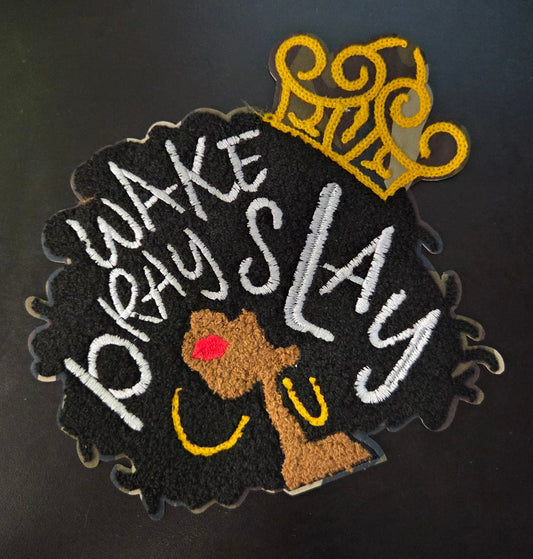 Wake Pray Slay Iron On Patch
