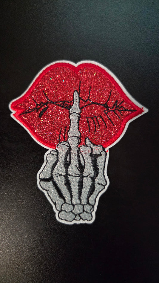 Shhhhh Skeleton Fingers Iron On Patch