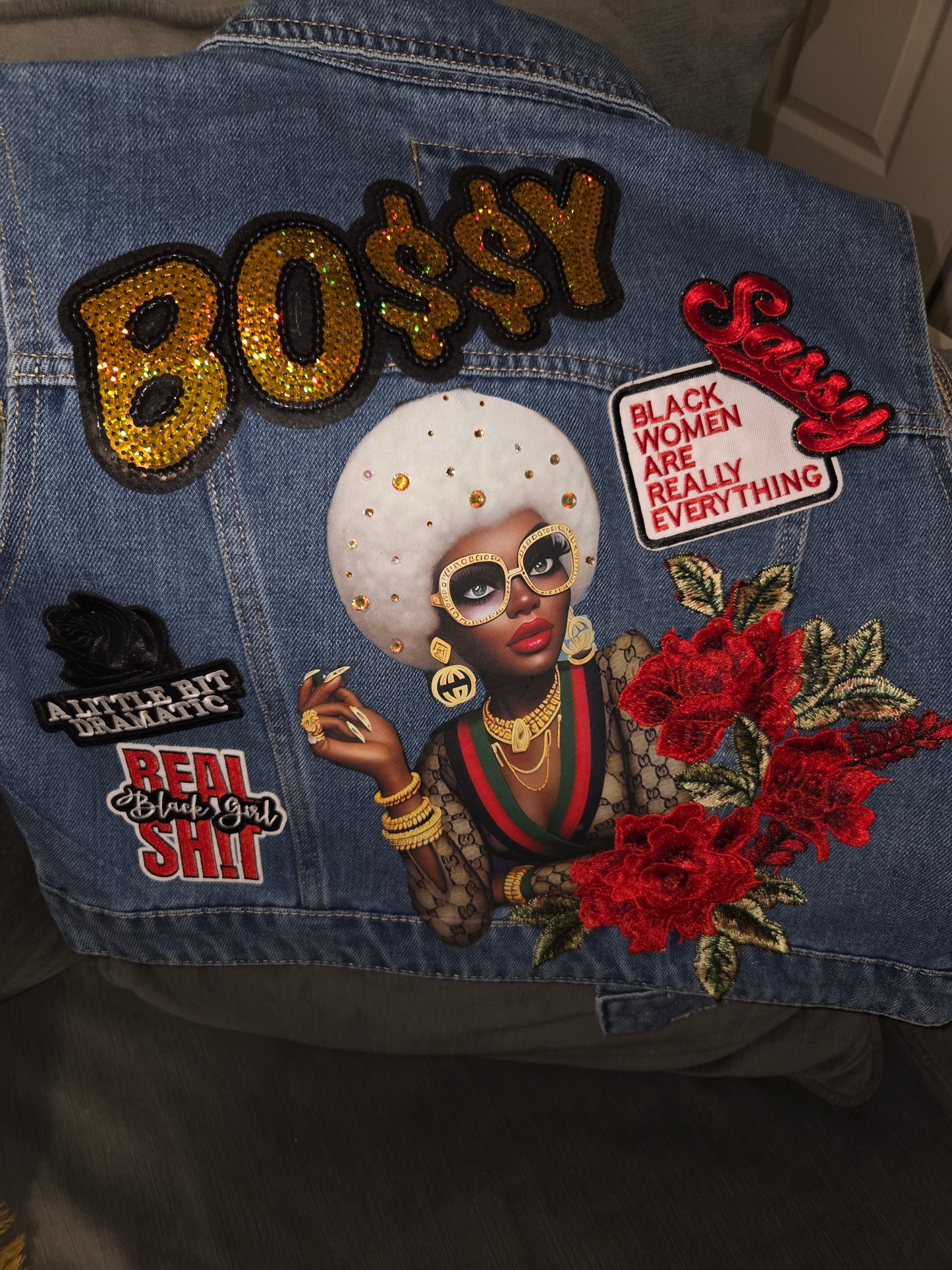 Bossy Denim Vest - Size Large