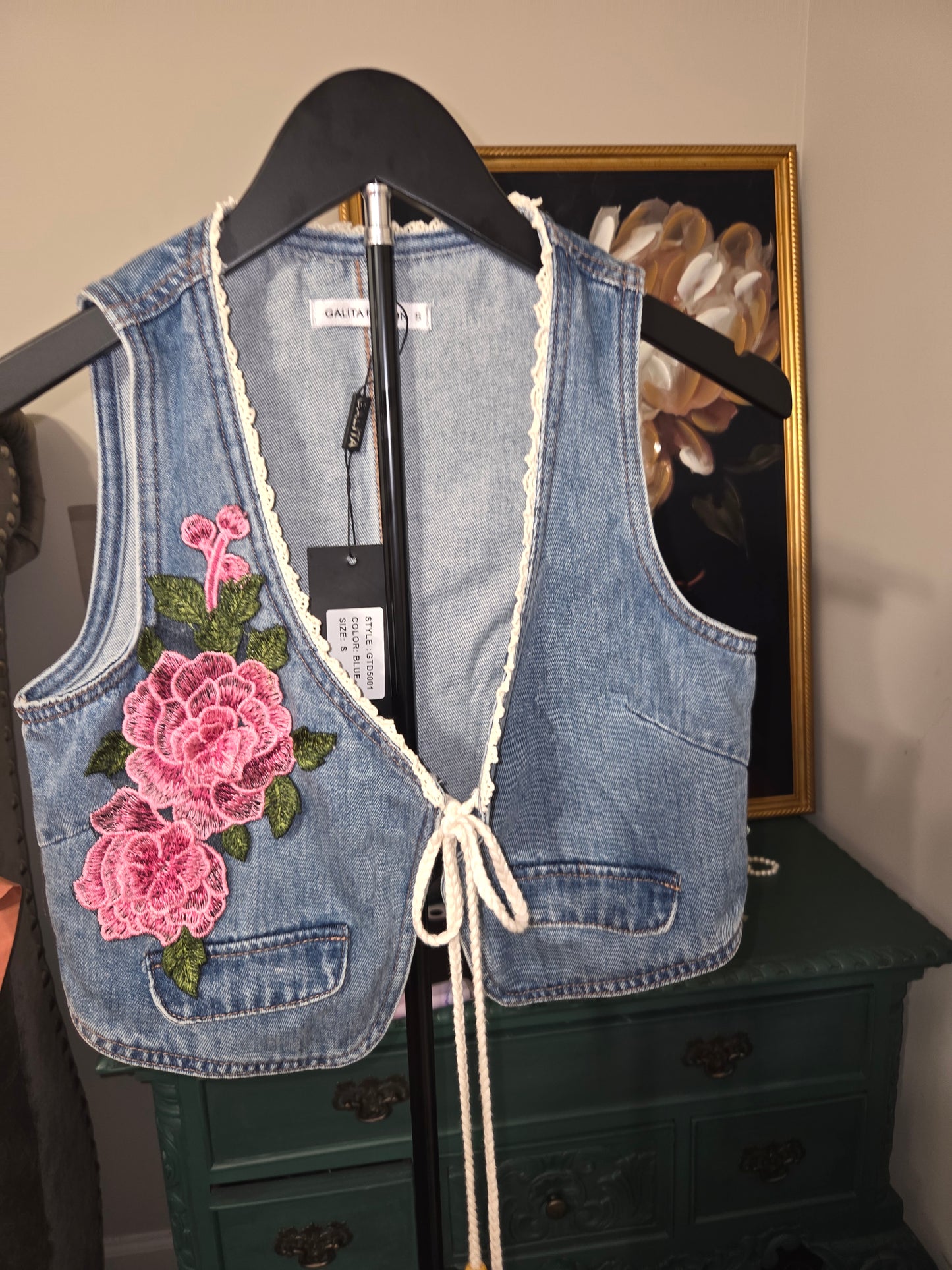 Pretty Cropped Denim Vest - Size Small