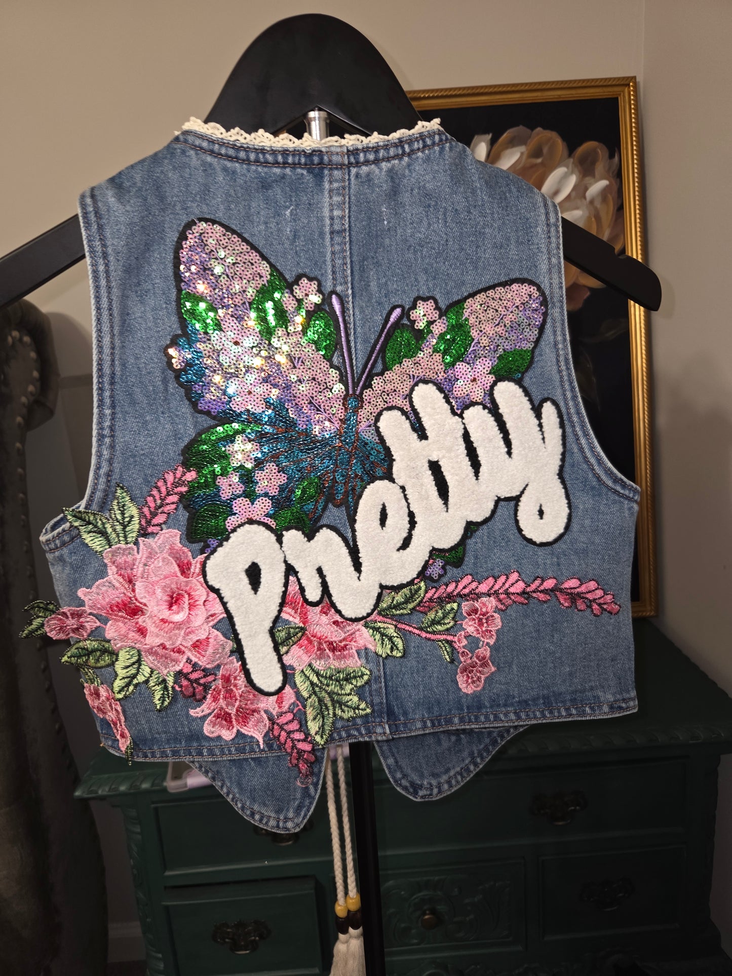 Pretty Cropped Denim Vest - Size Small