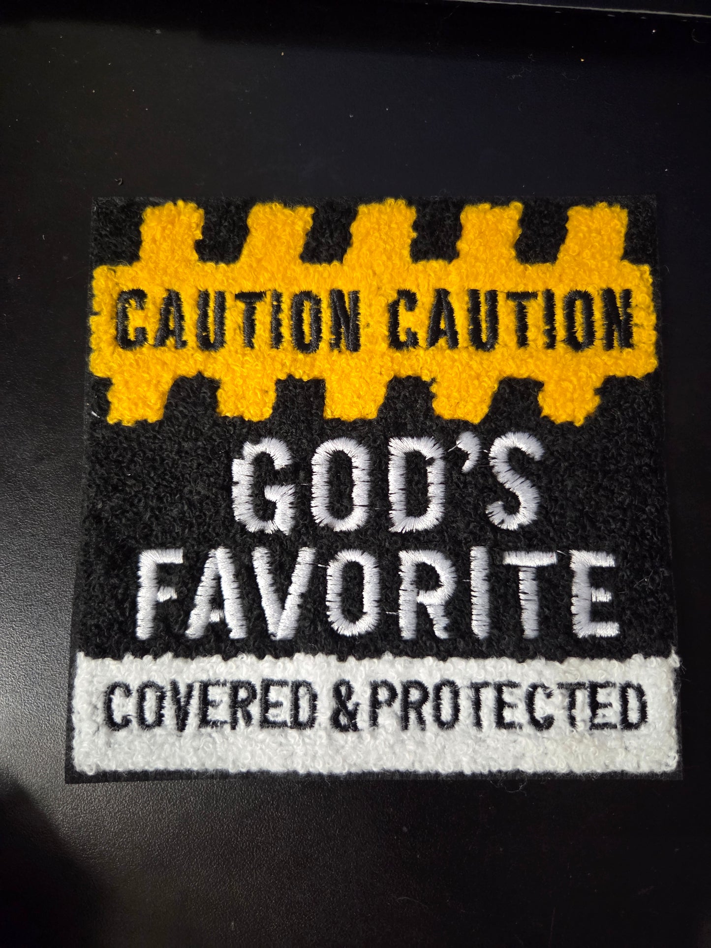 Caution God's Favorite Iron On Patch (2 sizes)