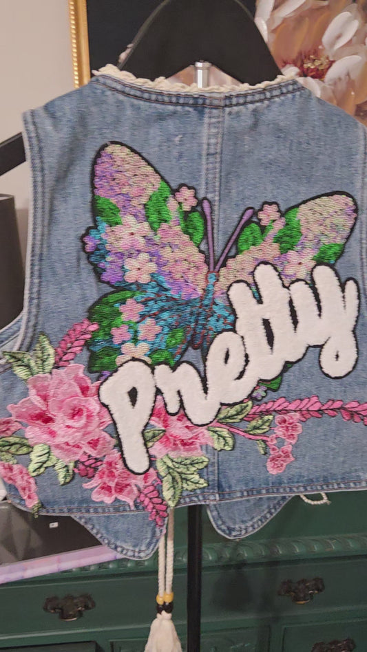 Pretty Cropped Denim Vest - Size Small